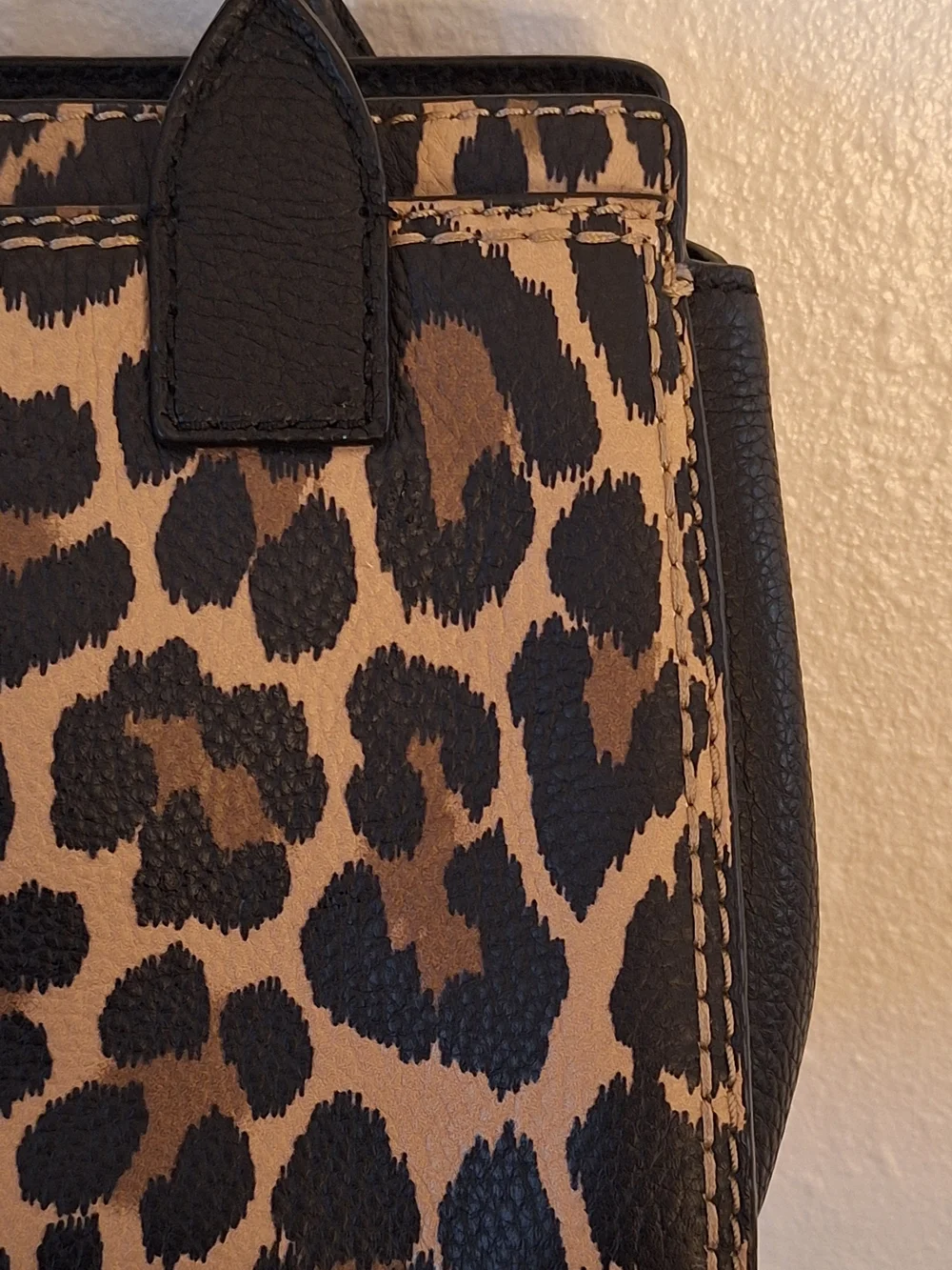 Kate Spade New York Dunne Lane Leopard Print Leather Satchel Handbag Purse